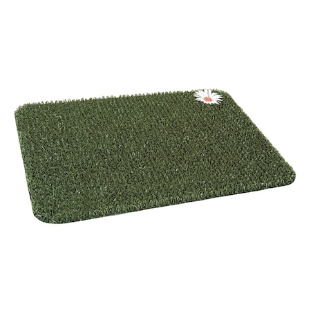 Clean Machine GrassWorx Clean Machine 18 in. W X 24 in. L Green Daisy Astroturf Door Mat 10372018
